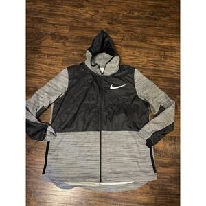 Nike Men’s Full Zip Hooded Jacket Gray Black Athletic Training Hoodie Size XL